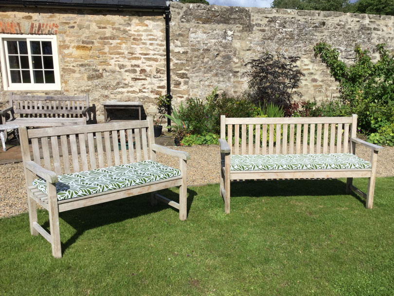 Bespoke outdoor cushion examples for garden benches